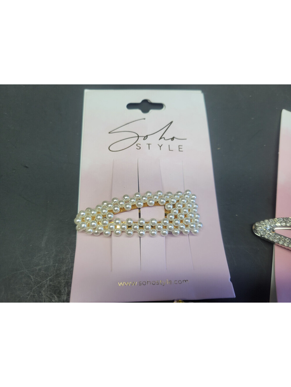 3 Pc SOHO Girls Hair Clip Alligator Barrette - Rhinestone, Pearl, & Jeweled - Picture 2 of 13